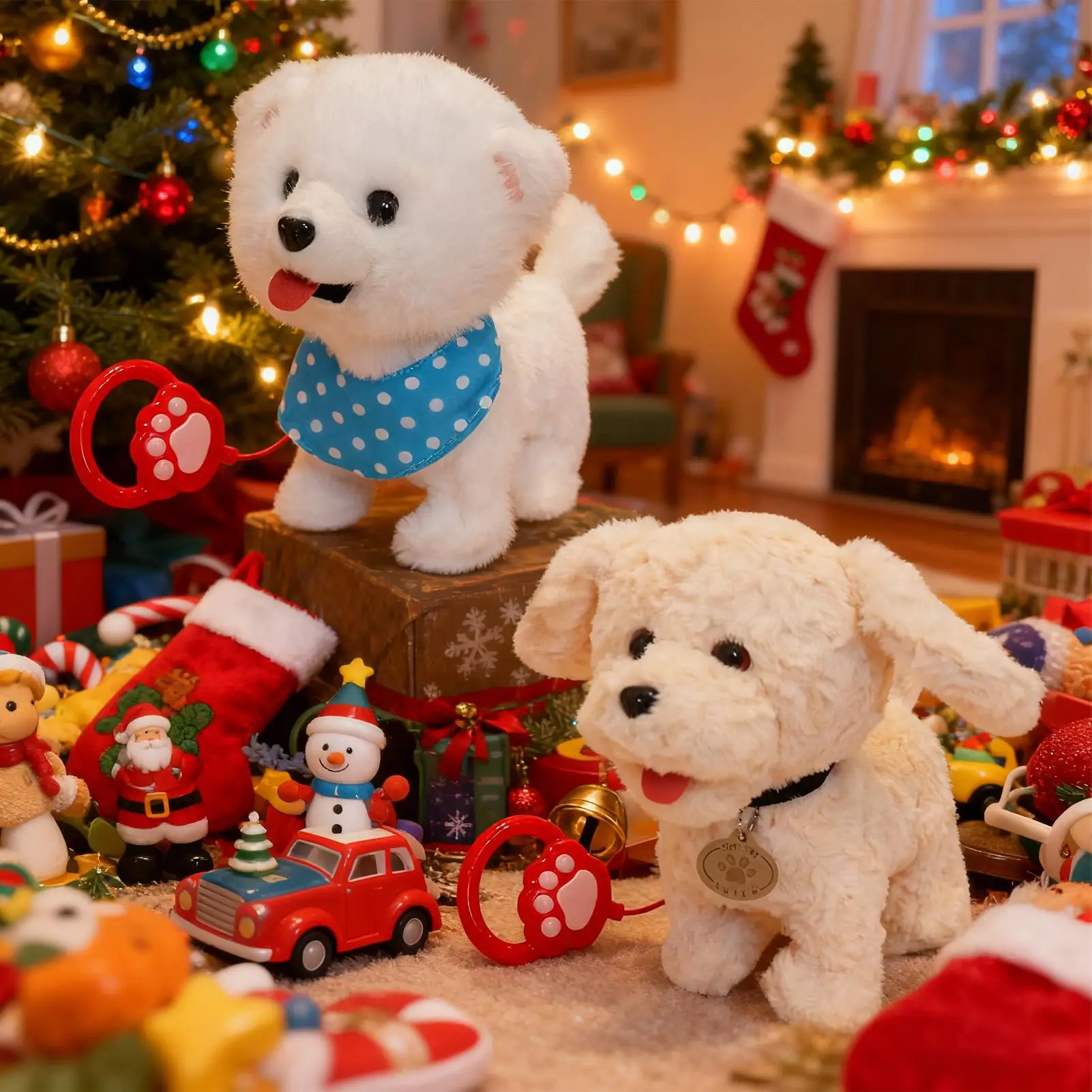 

Electronic Interactive Dog Plush Toy Walking Barking Singing Puppy with Moving Tail for Kids Companionship Comfort Home Decor