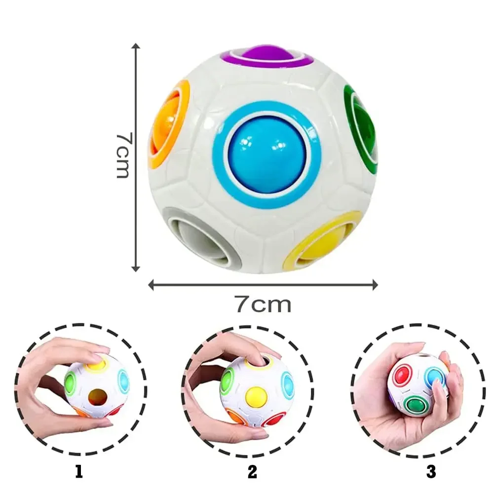 SENGSO 3D 레인보우 볼 세트 마법 레인보우 볼 스킬 게임 개발 장난감 (여아 및 남아용) 3D 퍼즐 & 공간 사고력 향상