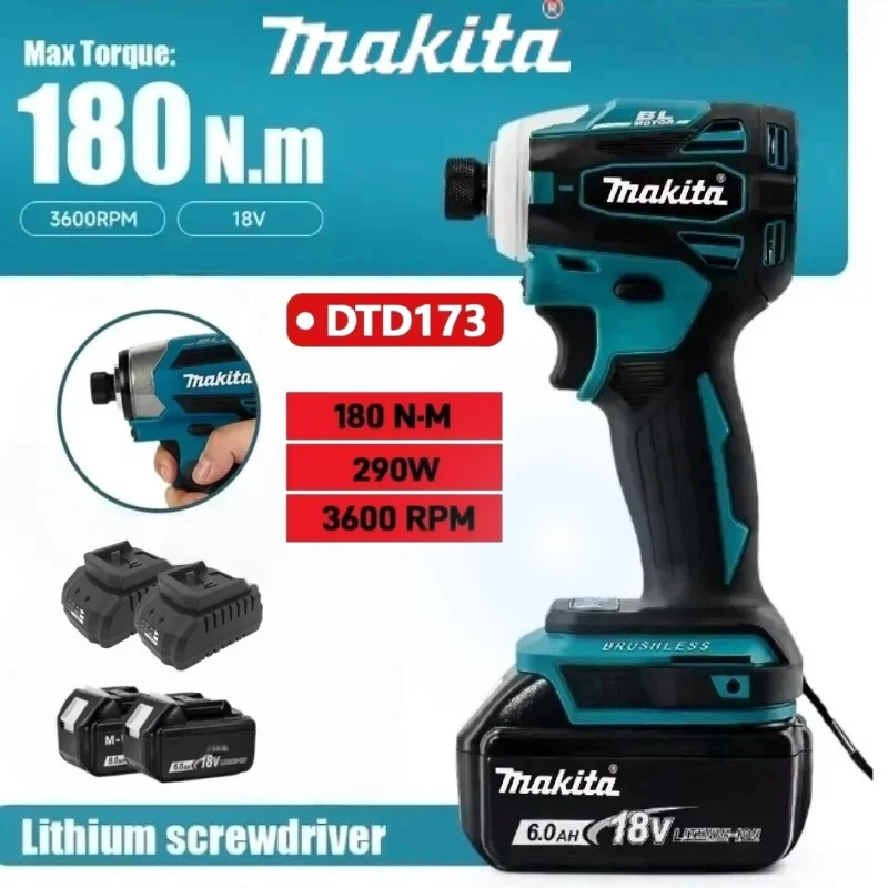 

Бесщеточный ударный гайковерт Makita DTD173 18В, высокомощный электроинструмент с высоким крутящим моментом для авторемонта
