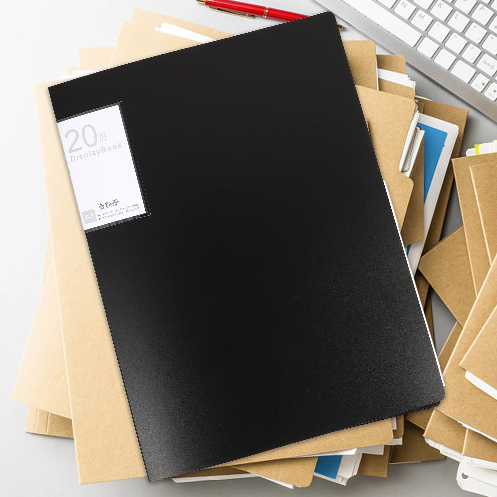 Plastic A4 File Folder Professional Expanding Document Organizer 20 Films Multi- Storage Receipt Name Card Holder