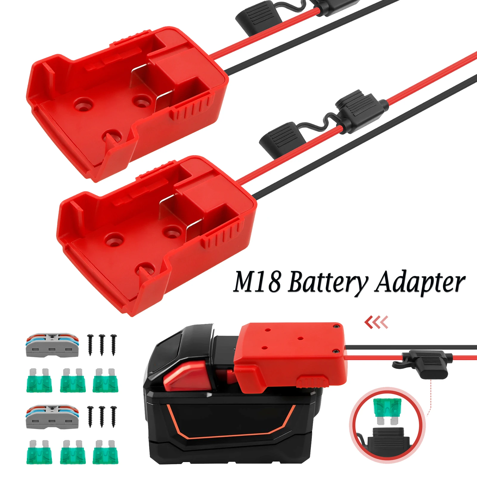 

M18 Battery Adapter for 18V Battery Power Tool Drill Battery Adapter Converter for Power Wheels RC ar DIY Battery Connector