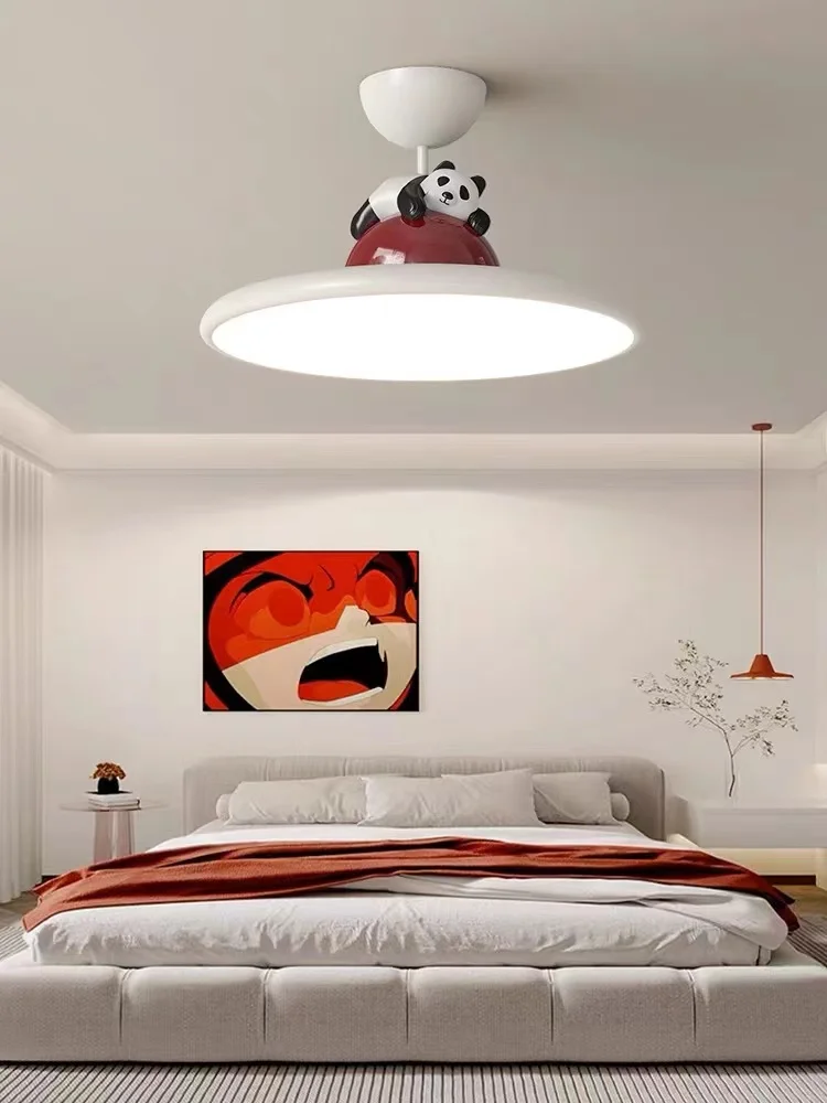 LED light in the bedroom cream wind Nordic warm creative little panda children's room eye protection boys and girls room ceiling