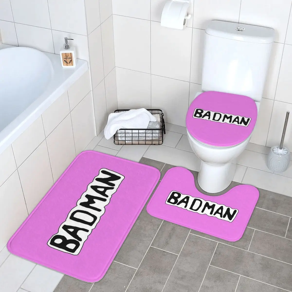

BADMAN Dbz Vegeta Drip, 3 шт., коврик для ванной, набор для ванной комнаты, крышка для унитаза, домашний декор, нескользящий ковер, напольный коврик