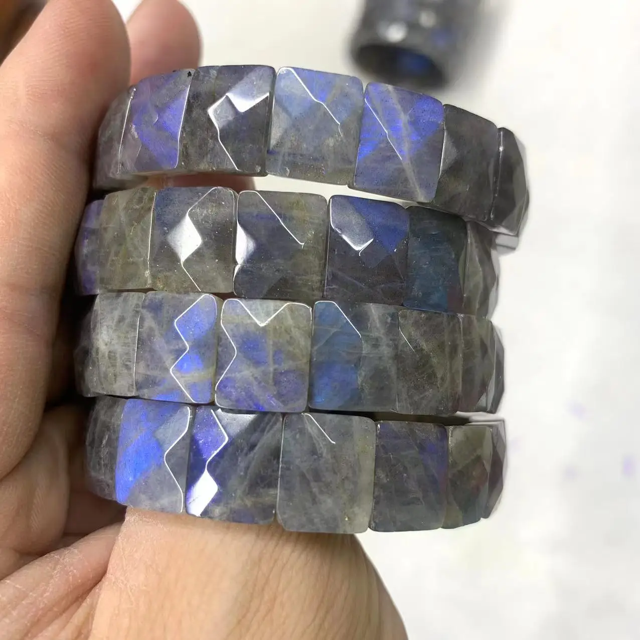 Azul Arco-Íris Labradorite Pedra Contas Pulseira para As Mulheres, Pulseira De Pedras Preciosas Naturais, Presente De Jóias Finas, Atacado