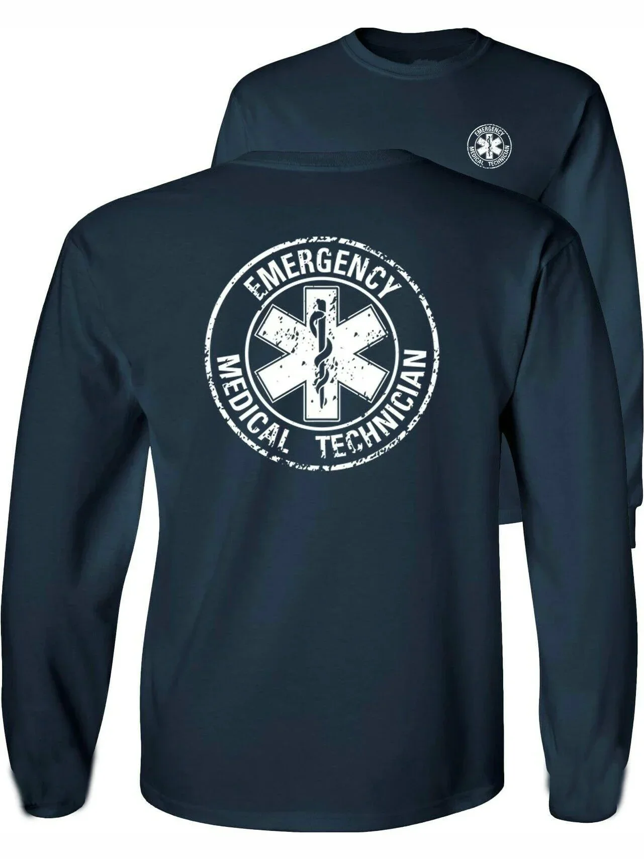 Medical Technician Paramedic EMT Distressed Circle Logo Occupational T Shirt 100% Cotton Long Sleeve O-Neck Casual T-shirts New
