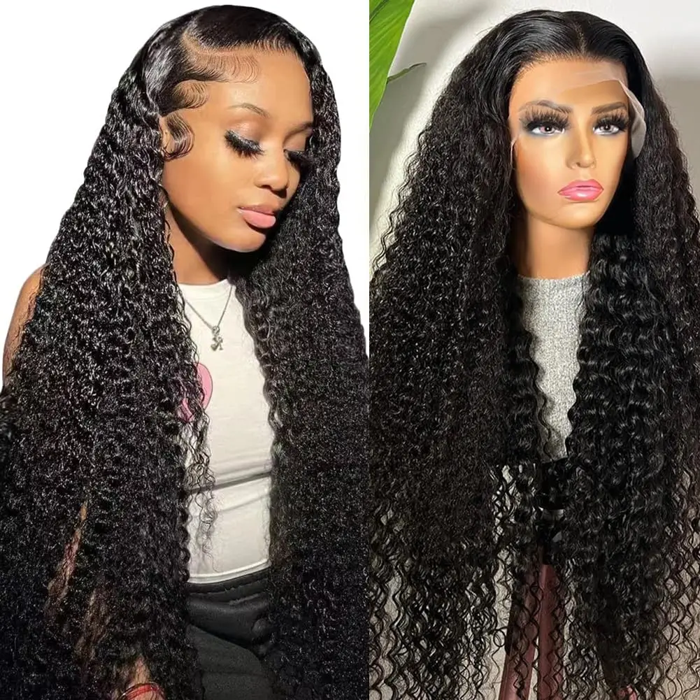 13x6 13x4 Curly Lace Frontal Wigs for Women Deep Wave Pre Plucked Brazilian 4x4 HD Lace Closure Wig Lace Front Human Hair Wigs