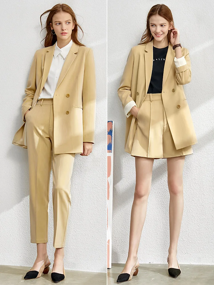 Amii minimalizm ceket bahar ofis bayan Blazer kadın Vneck tankları, kadın pantolonları kadın şort ayrı satılır Blazers 12260069