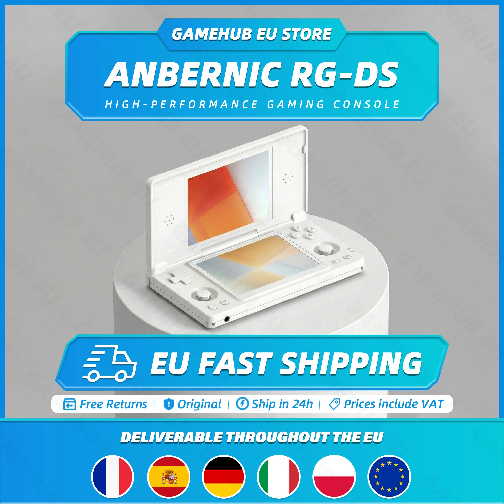Consola de Juegos Portátil RG DS, Pantalla Táctil IPS Dual de 4'', Procesador RK3568, Android 14, Interruptor Magnético de Efecto Hall, Reproductor de Video con Tapa Abatible