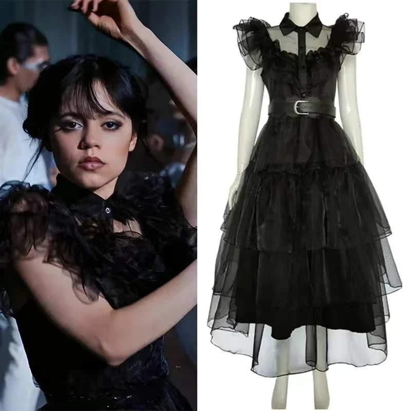 Fantasia de filme Addams-Wednesday para menina e menino, vestidos góticos pretos para carnaval e festa de Halloween, roupas femininas, novidade