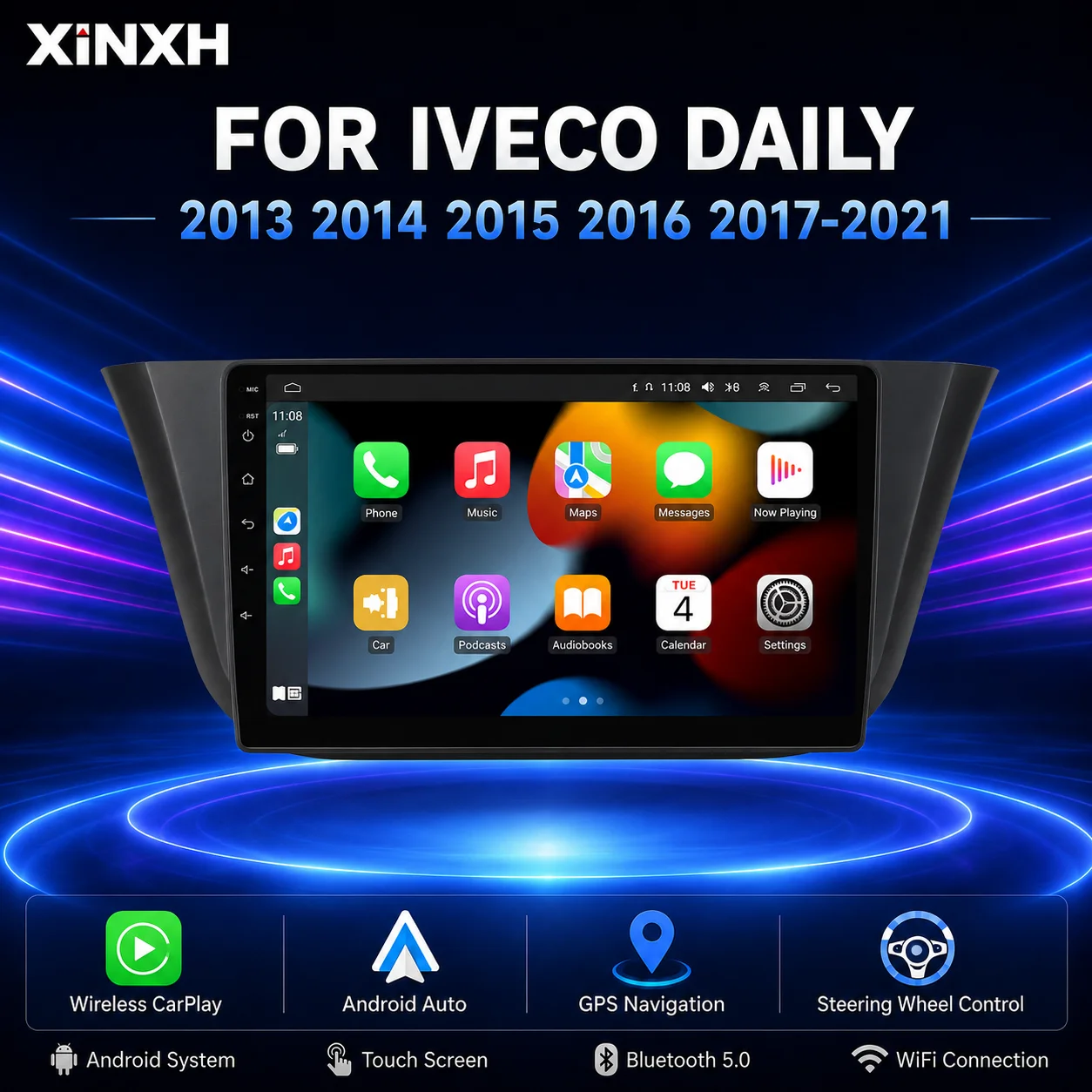 For Iveco Daily 2013 2014 2015 2016 2017-2021 Car stereo Multimedia Player Carplay Auto GPS Navigation 8GB+128GB Android radio
