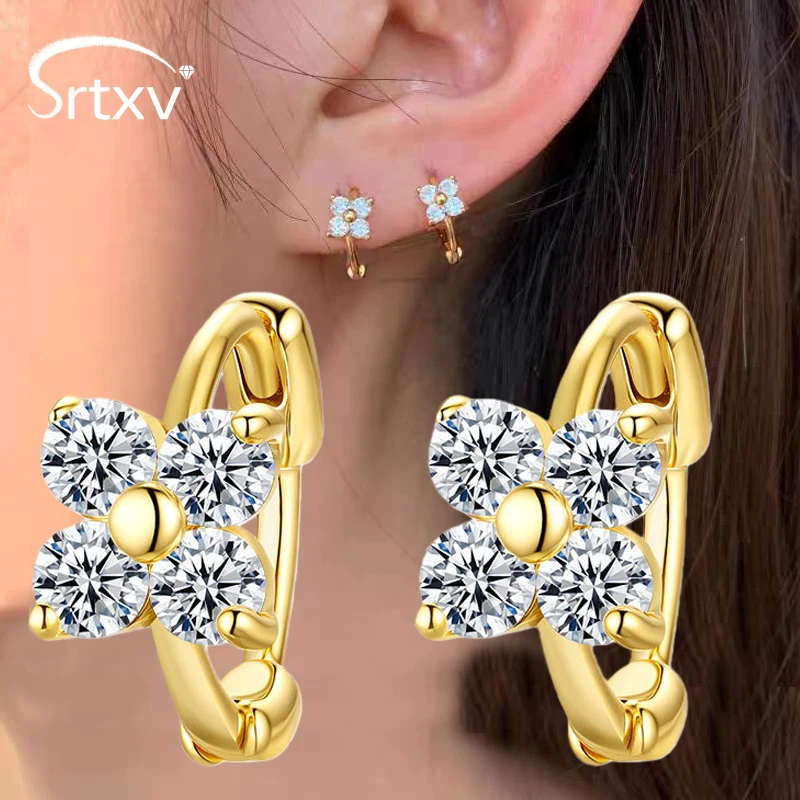 

Full 3mm D Moissnaite Hoop Earrings for Women 4 Stones Classic S925 Sterling Silver Earring with GRA Certified Wedding Jewelry