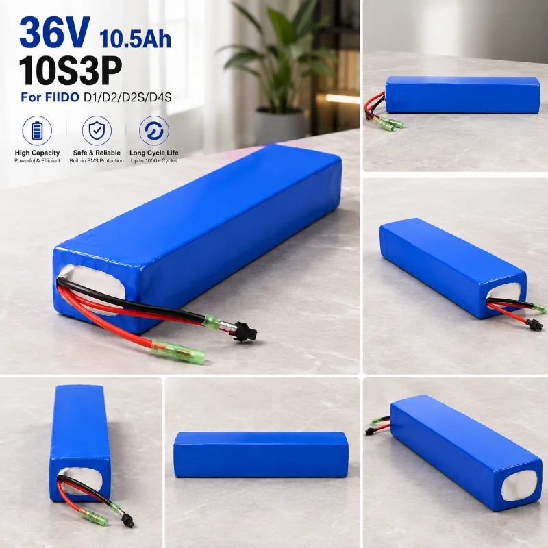 Batería de Iones de Litio 36V 7.8/10.5/14Ah 10S3P, Paquete de Baterías Recargables 18650, Compatible con Bicicletas Eléctricas Plegables FIIDO D1 D2 D2S D4S, Entrega Rápida desde Almacén en la UE