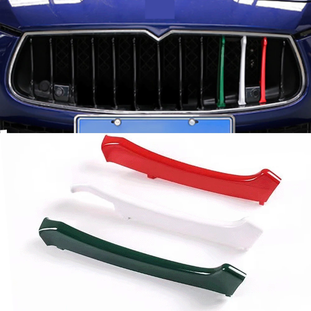 

3Pcs For Maserati Ghibli 2014 2015 2016 Car Front Grille Decoration Trim Strips ABS Car-styling Auto Accessories