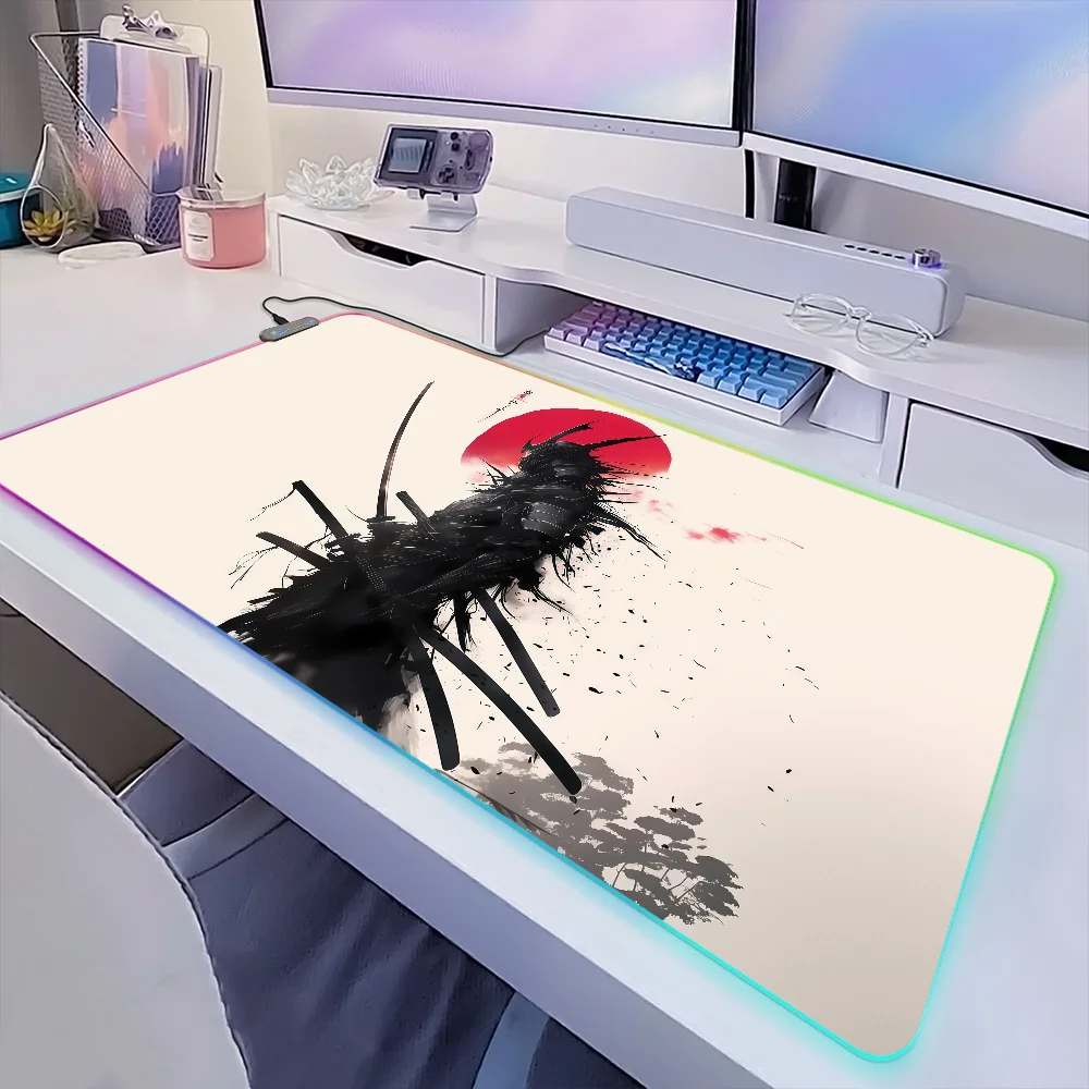 Black white Japanese samurai c - Rgb Mousepad review and price