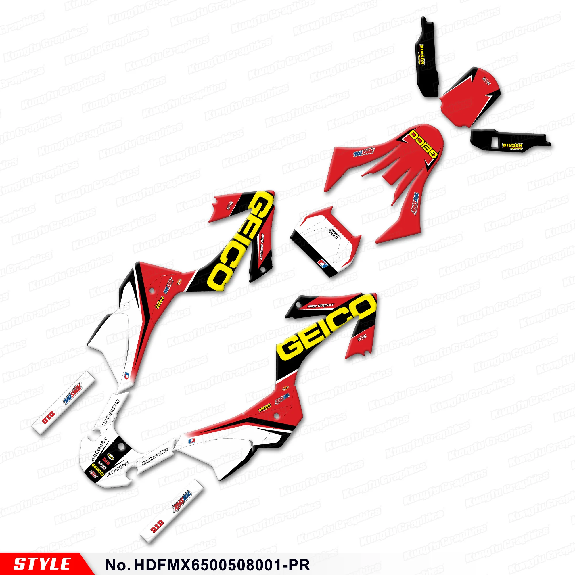 JY Racing Customised Stickers Complete Graphics Kit for HONDA FMX 650 FMX650 2005 2006 2007 2008 Adhesive Decals, Rebuild Kit