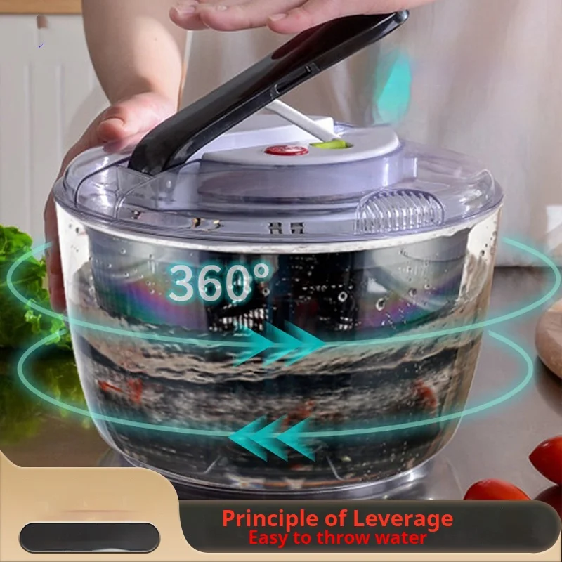 Vegetable Dehydrator Electric Quick Cleaning Dryer Fruit and Vegetable Dry and Wet Separation Draining Salad Spinner Home Gadget