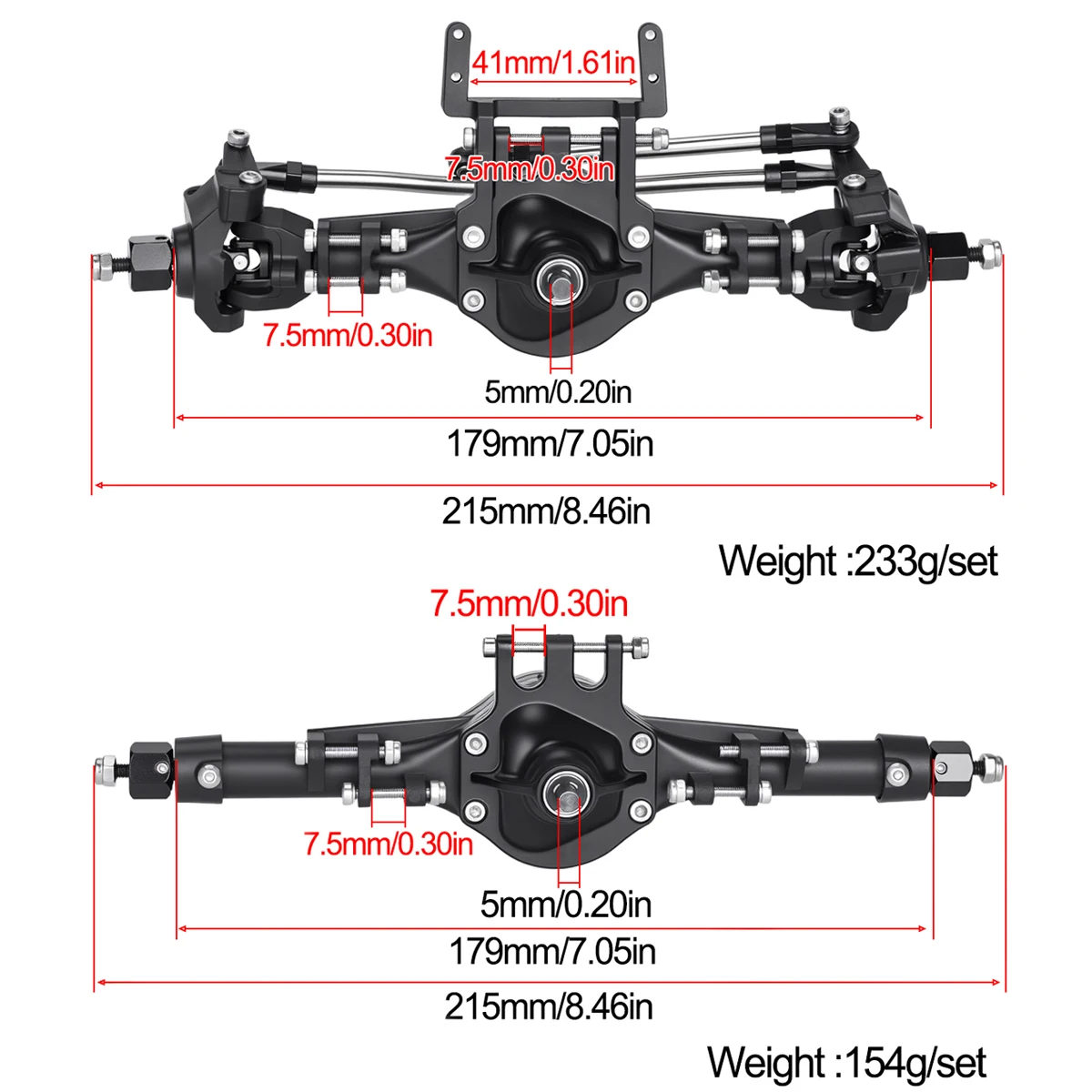 Plastic Front Rear Straight Axle Set for 1/10 Axial SCX10 I II III 90046 90047 RC Crawler Upgrade Replacement Parts