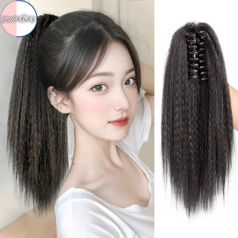 30CM Y2K Hotties girls puffy straight ponytail Grasping clip wig Simulation short horsetail claw wigs hair Extensions