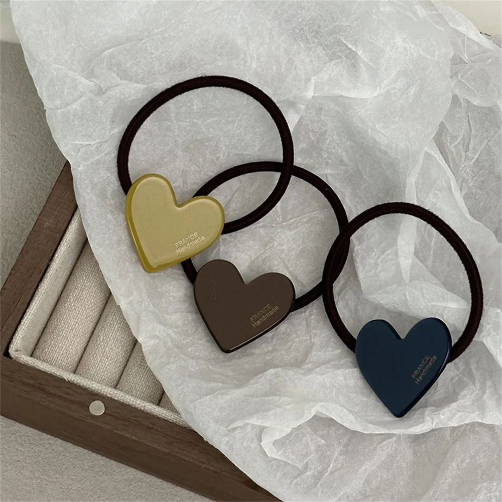 Retro Korean Lovely Heart Elastic Hair Bands Rubber Bands Women Girls Hair Ties Rings Rope for Hair Accessories Scrunchy