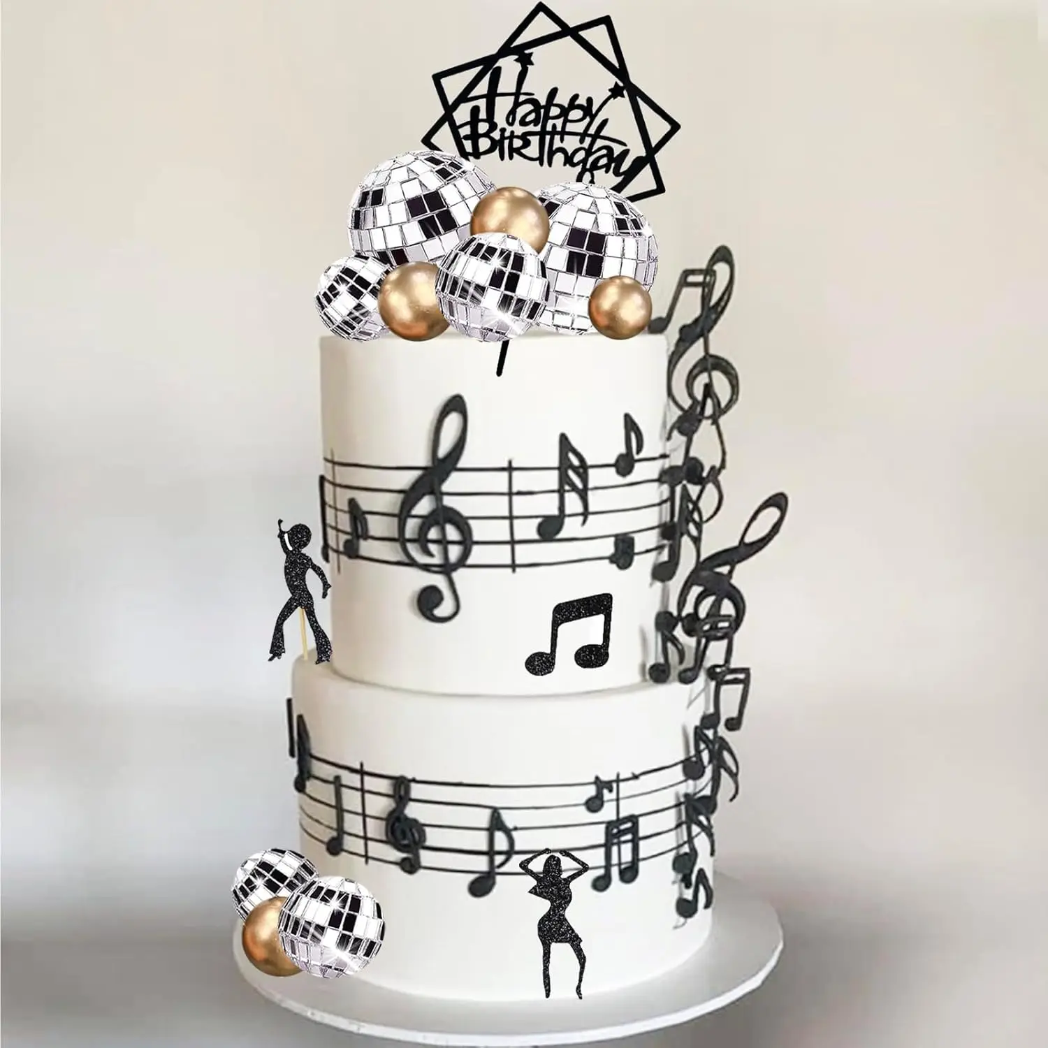 Disco Ball Music Dancing Themed Cake Cupcake Decorations with Mirror Balls for 70s 80s 90s Birthday Fever Wedding Party Supplies