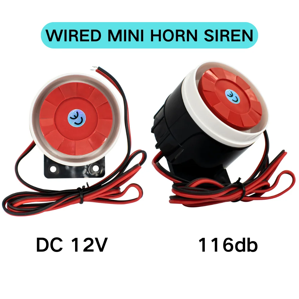 116dB Wired Mini Sound Alarm Siren Horn Home Security Sound Alarm System Work with DC 12V