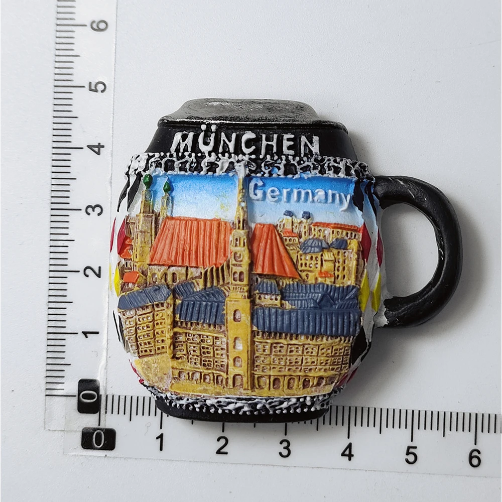 ميونيخ ألمانيا ثلاثية الأبعاد مغناطيس الثلاجة هدية تذكارية ، الراتنج اليدوية ميونيخ مغناطيس الثلاجة مجموعة ديكور المنزل #6