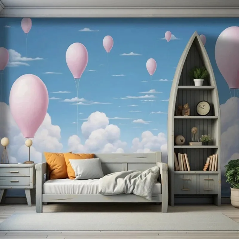 Cartoon Mural For Children Girls Bedroom Balloon Cloud Pattern Background Painting Home Interior Decoration Wallpaper
