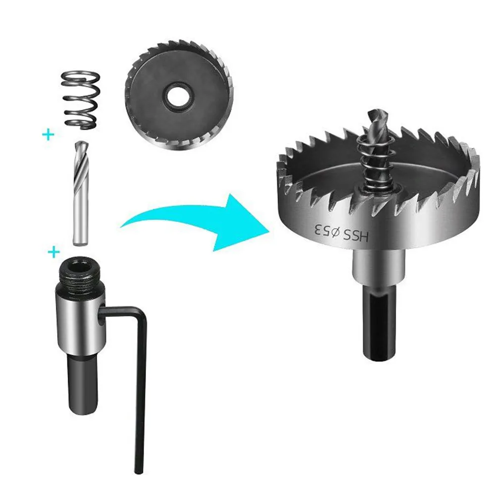 Juego de sierras de copa HSS, 15 piezas, 15-53mm, broca de acero de alta velocidad, corona de perforación para Metal, aleación de acero inoxidable, herramienta de corte de madera