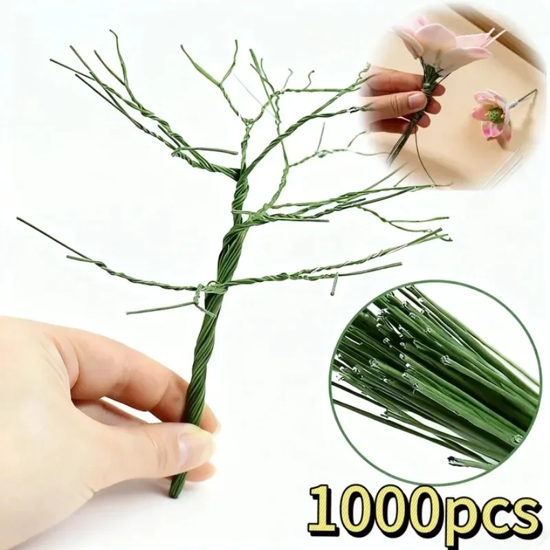 Fil à tige florale, 100 à 1000 pièces, artisanat, fil vert foncé pour arrangement de fleurs de fleuriste, matériel de bricolage, accessoires faits à la main