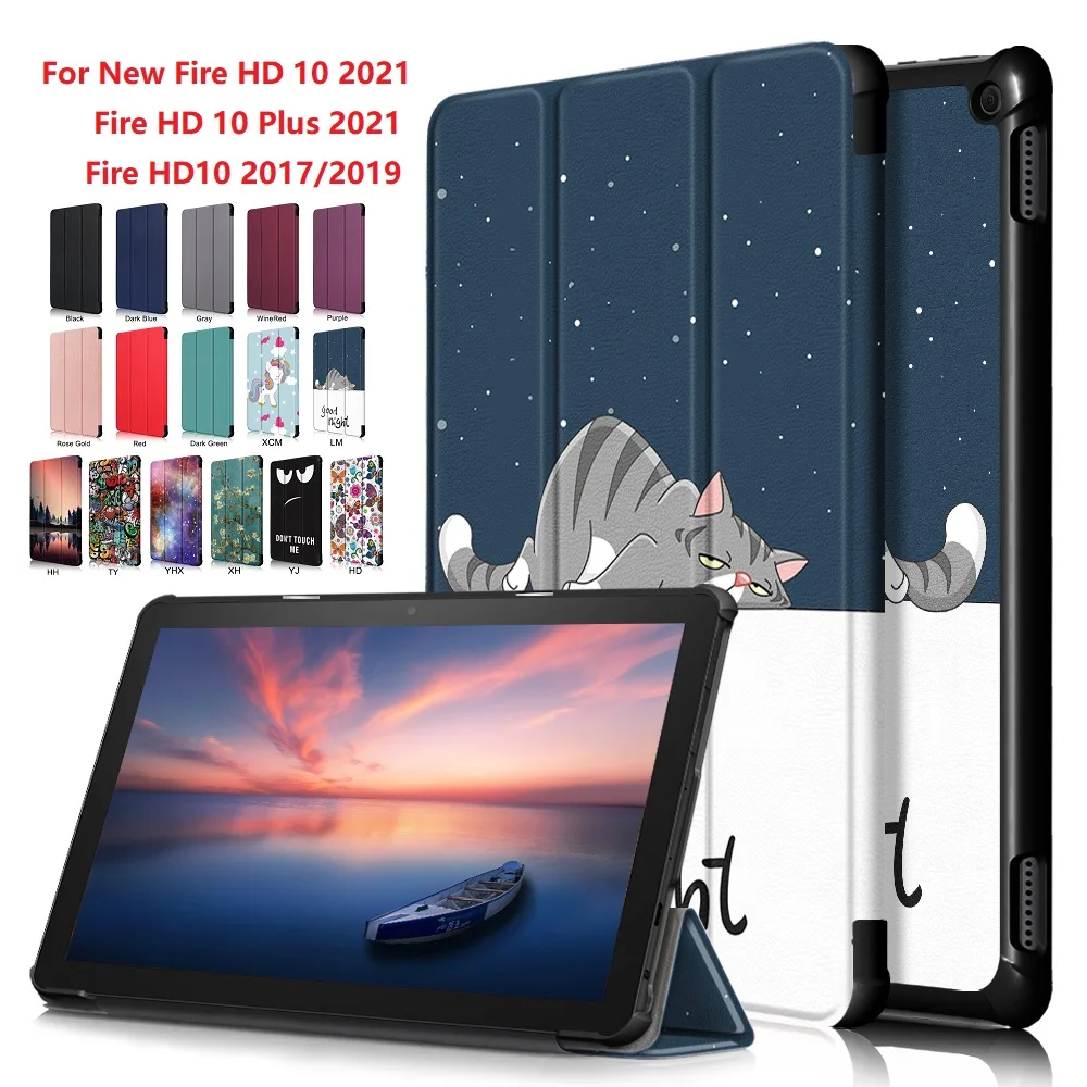 Case for All-New Kindle Fire HD 10 2021 Slim Lightweight Tri-fold Shell Multi-Angle Stand Cover for All-New Fire HD 10 Plus 2021