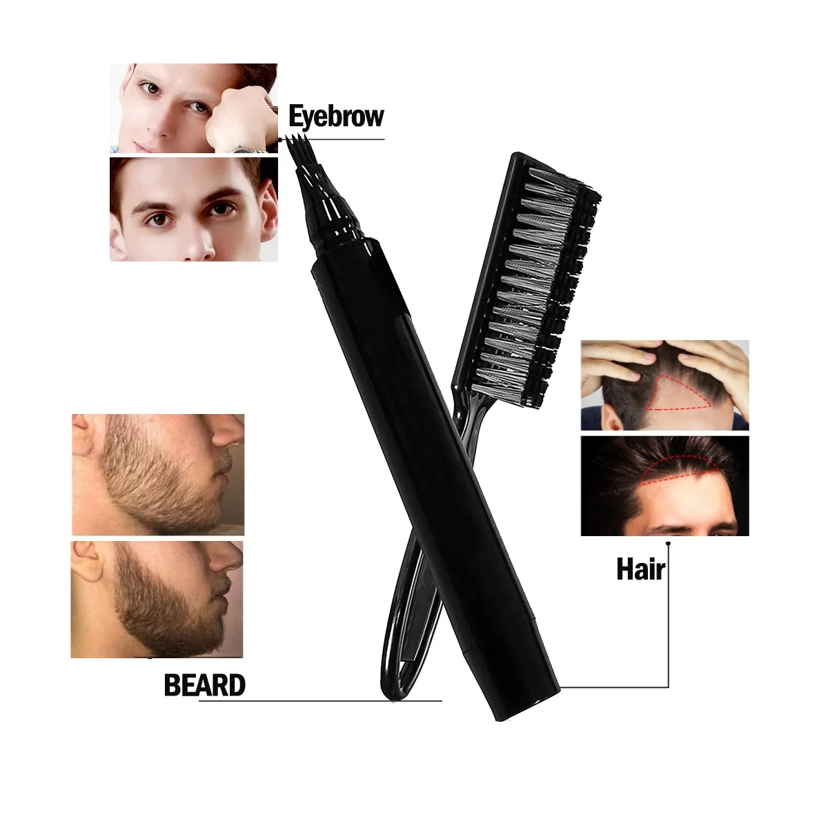 Waterproof Beard Pen Men Whisker Pencil Filler Pencil Brush Moustache Coloring Coverage Enhancer Mustache Repair Shape Filling