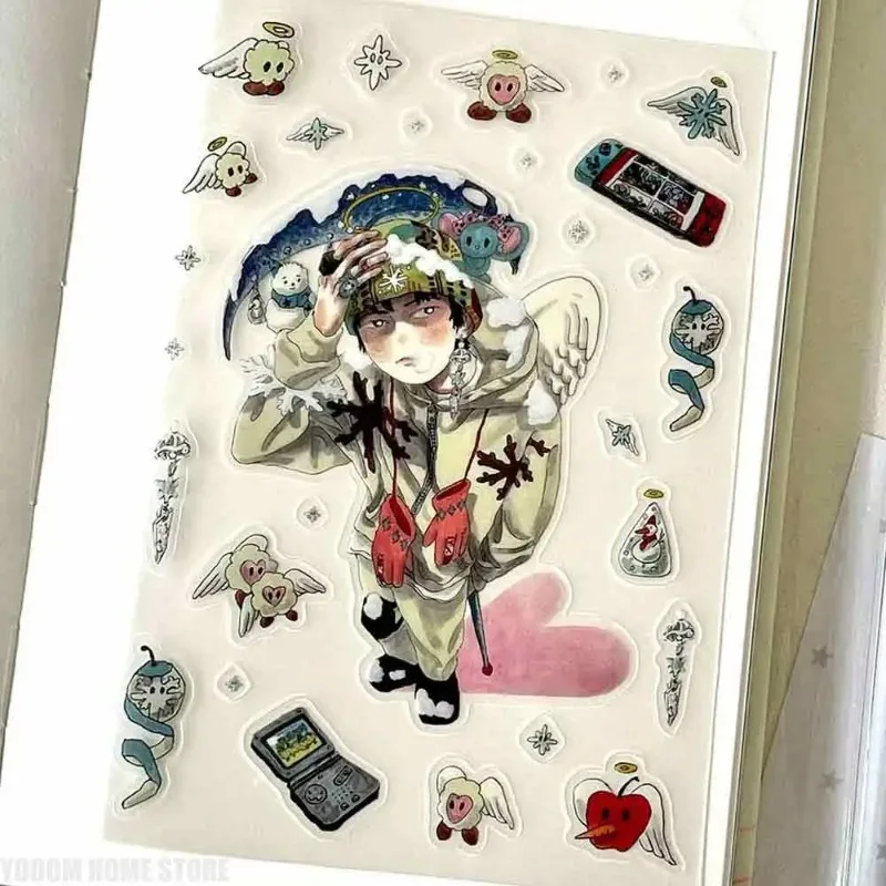 

Exquisite Hand-Drawn Dreamcore Stickers with Retro Comic Character Designs,Rare Craft Supplies for Scrapbooking&DIY Art Projects