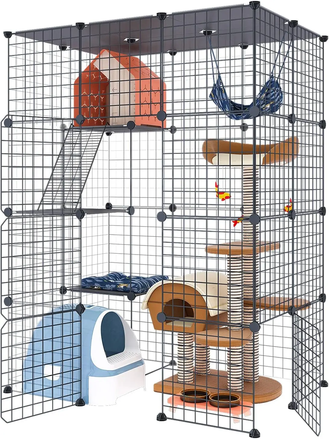 

Корпус для дома, манеж для кошек «сделай сам», съемный ящик для питомцев из металлической проволоки, большое место для упражнений 2x3x4, идеально подходит для 1-3 кошек