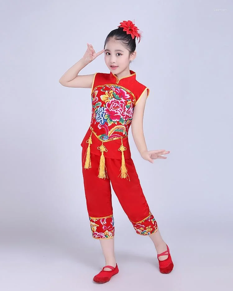 Vêtements de scène pour enfants, olympiques de danse Yangge pour filles, vêtements de performance nationale festive