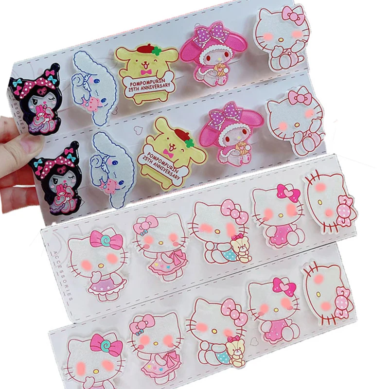 10pcs Sanrio Hairpins Hair Accessories Hello Kitty Melody Kuromi Cinnamoroll Hair Clips Children Girls Lovely Headband Barrettes