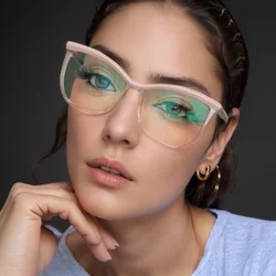 New Fashion Women Cat Eye Glasses Vintage Anti-blue Light Glasses Large Frame Plain Lens Eyeglasses Computer Optical Spectacles