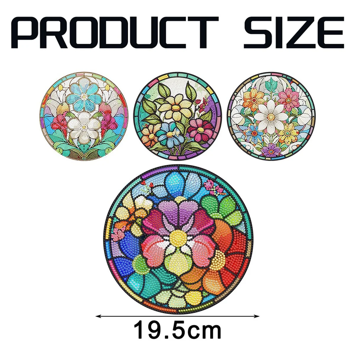 

4Pcs DIY Diamond Art Painting Placemat Round Non-Slip Acrylic Table Mats for Table Decor BHUG