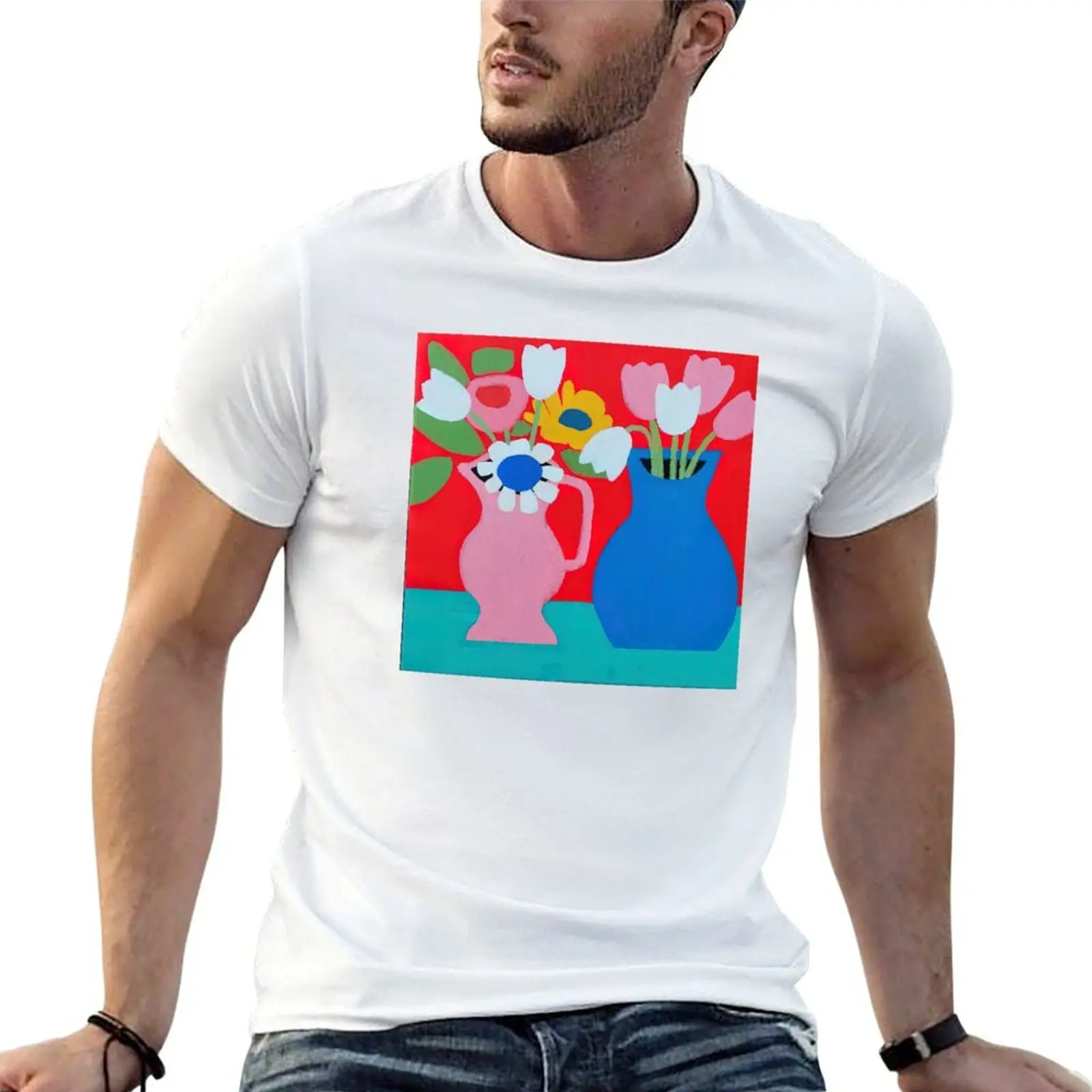 

Two Vases of Spring Flowers T-Shirt man t shirt graphic t shirts for man cotton soft T-Shirt