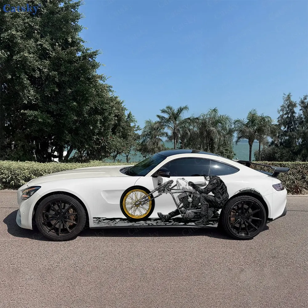 

Наклейки Skeleton Driver: Виниловая пленка для автомобиля с цветочным узором, полностью покрывающая кузов, скрывающая царапины, водонепроницаемая, защитная.