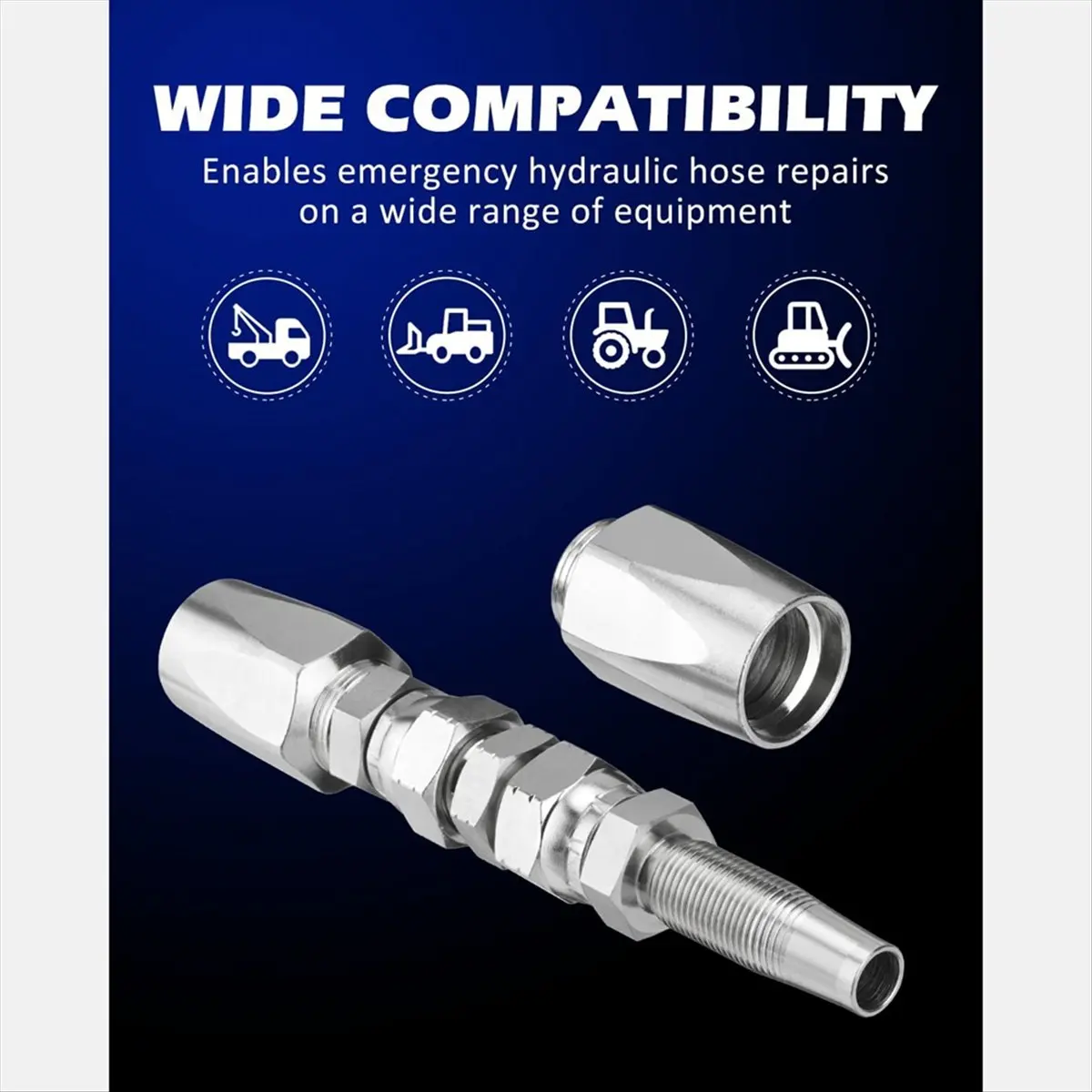Top Sale 2pcs Hydraulic Hose Repair Kit, Reusable, 2-Wire Reusable Hydraulic Repair Fitting 1/2Inch