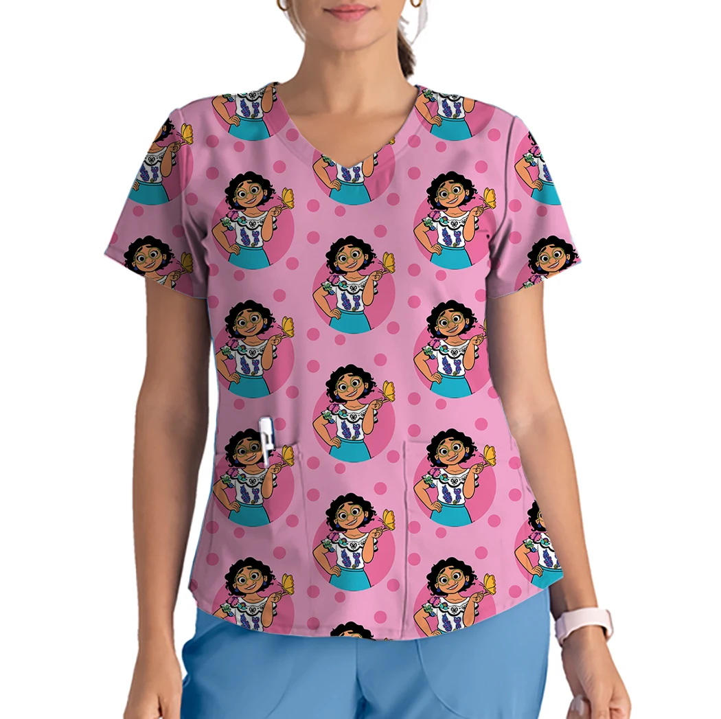 T-shirt con scollo a V Tasca Top Uniforme da infermiera Casa intera Mirabelle Abbigliamento da donna Tuta da donna dell'ospedale Disney