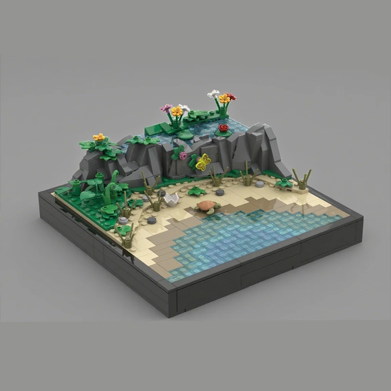 642 Uds. MOC lago Floral sobre una playa tropical piratas bloques de construcción juguete de Navidad regalo imagen espacial hasta tallo educativo