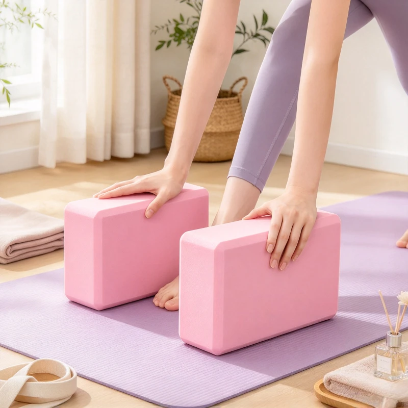 2 Pack Large Thick Yoga Blocks High Density Foam Non Slip Princess Pink for Women Kids Dance Stretch Fitness Pilates 요가 블록