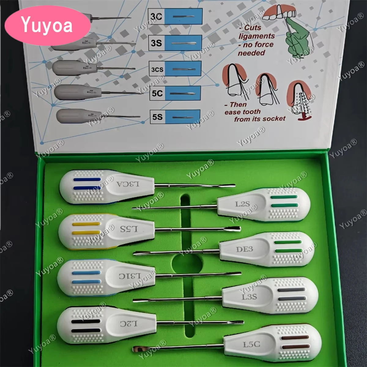 8pcs Dental Surgical Elevators Dentistry Minimally Invasive Surgical Screwdriver Luxating Lift Root Extracting Instrument Tools