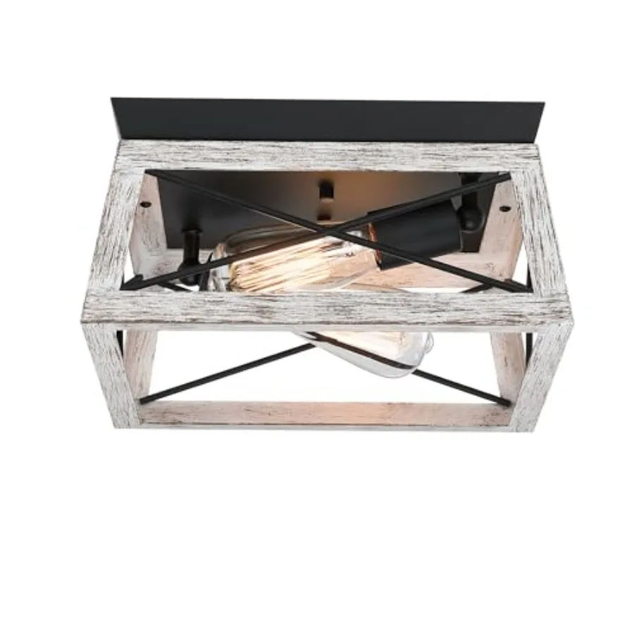 

Farmhouse Flush Mount Ceiling Light with Wood Grain Finish Rustic Vintage Ceiling Light Fixture for Bedroom Entryway Hallway Po