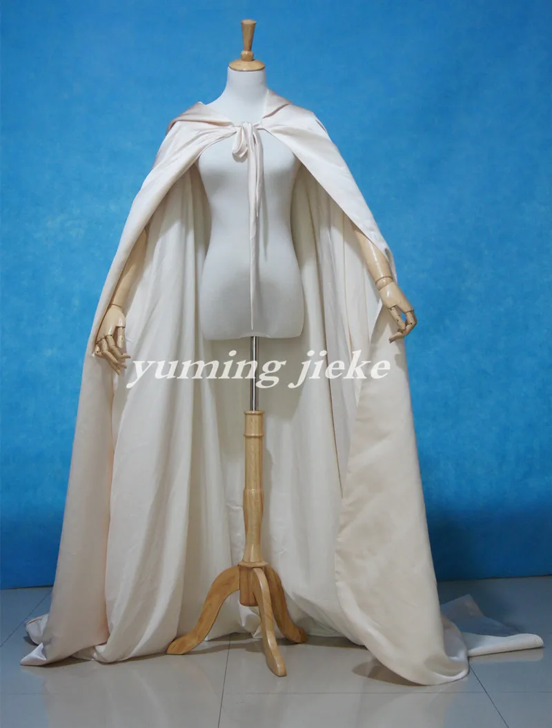 

Wedding Cape Bridal Cloak Champagne Satin Hooded Cape Shawl Coat Costume Cosplay Christmas Shawl