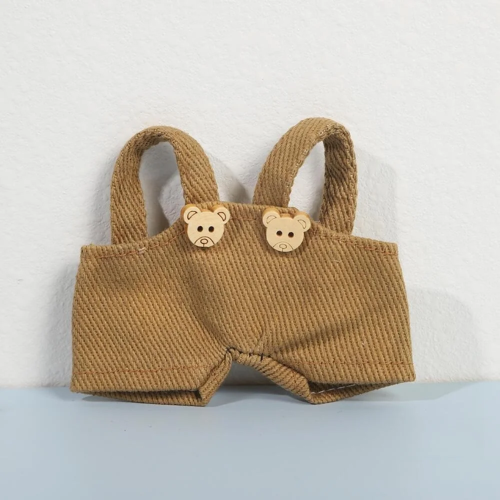 Cotton Doll Denim Overalls Labubu Clothes 14-17cm Plush Doll Solid Color Pants Dress Up Accessories DIY Toys