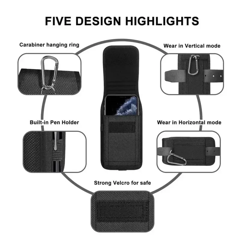 1/2/3pcs Mobile Phone Pouch Universal Cell Phone Belt Clip Carrying Holster Case Waist Bag Black Outdoor Sport Climbing Belt Bag - view 5