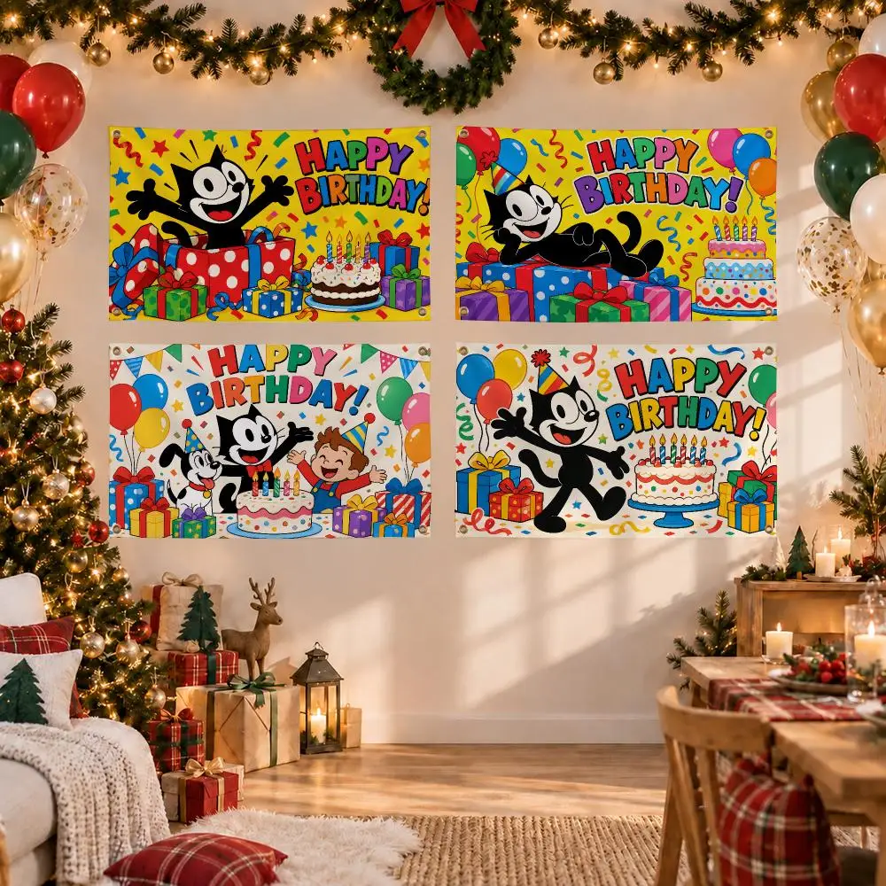 Animation Felix the Cat Flags Birthday Party Flag Tapestries Outdoor Parties Bedrooms Living Rooms  Wall Decor Gifts