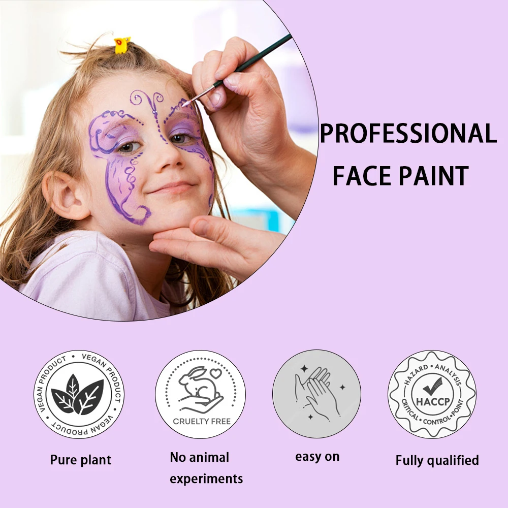 Professional Face Paint Set For Kids Adults Facial Paint Set One Stroke Split Cake Palette Body Paint Hypoallergenicity
